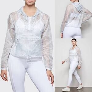 GOOD AMERICAN Icy Leopard Print Wind Breaker Jacket Athleisure Animal